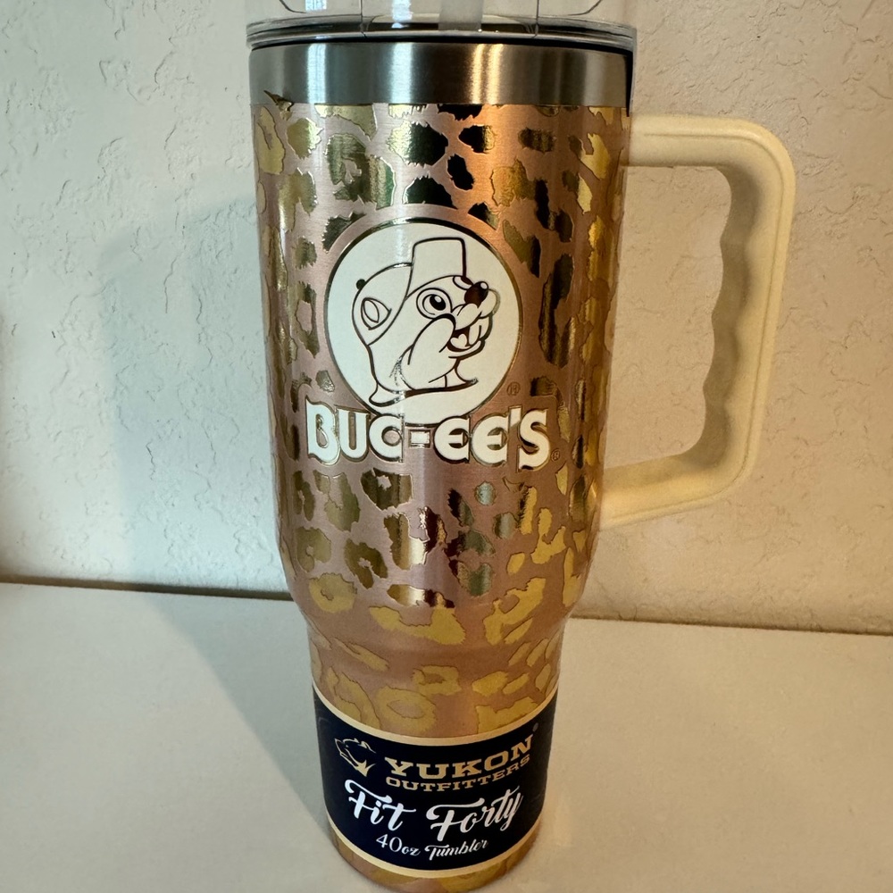 New Bucees Tumbler Rose Gold Leopard